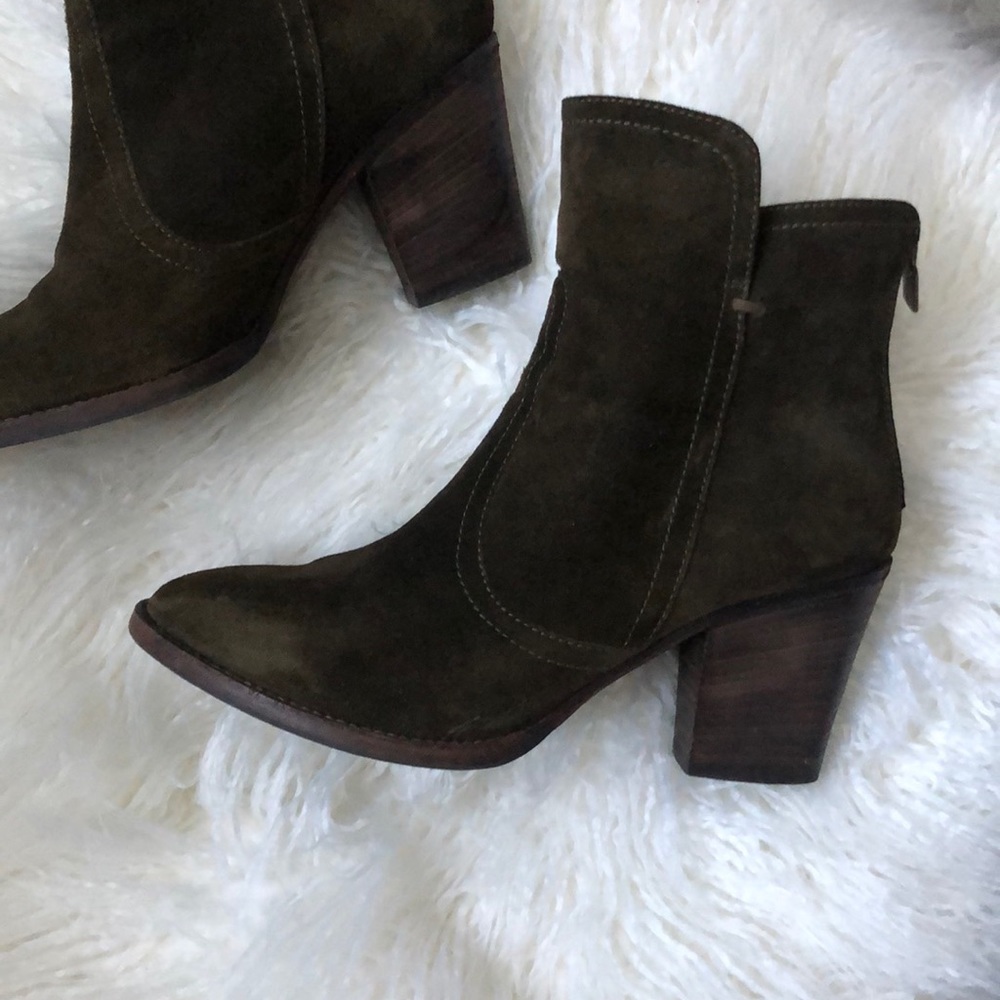 Aquatalia Boots Suede Bootie Women's Shoes Block Heel made in Italy - Picture 4 of 12